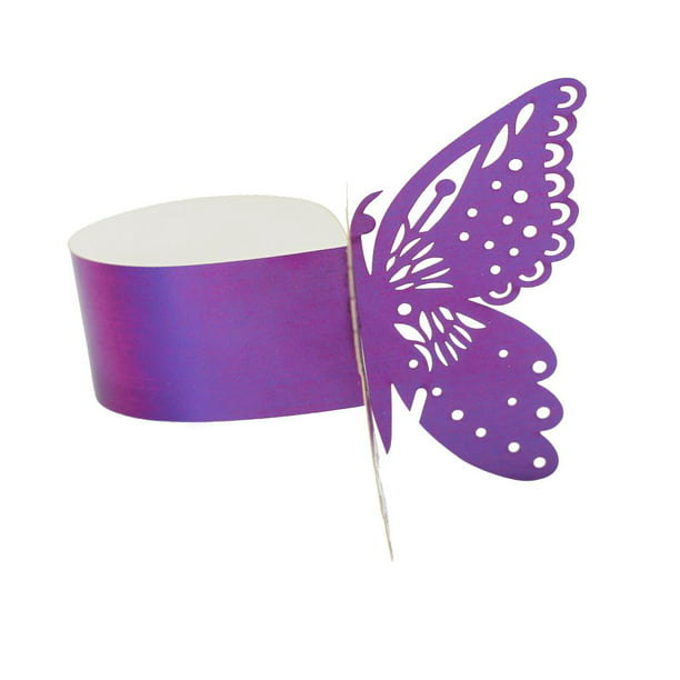 50x Butterfly Napkin Rings Serviette Buckle Holders Xmas Dinner Decor-Purple
